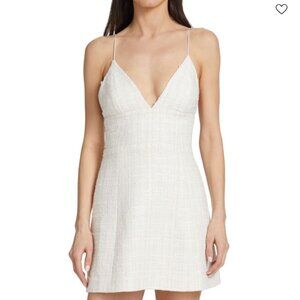 Alice + Olivia Carli Tweed Mini Empire Dress in White NWT